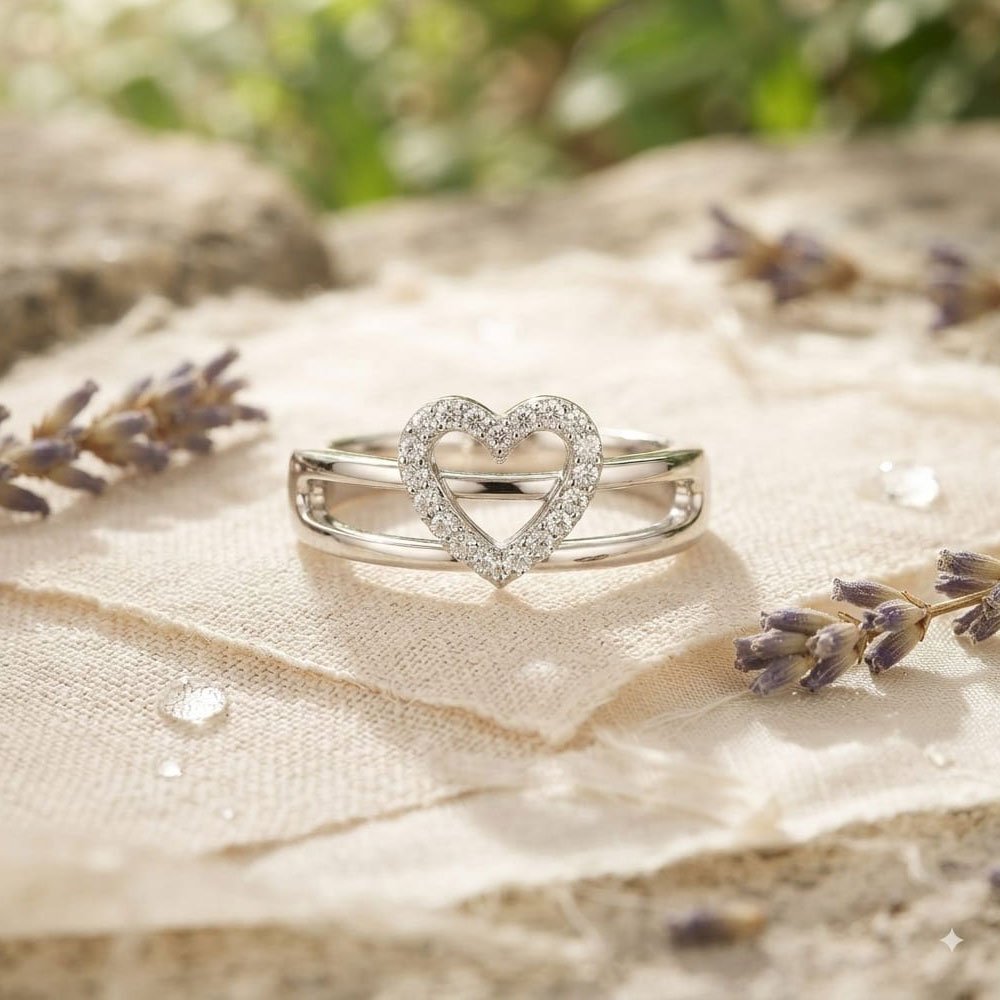Silver Plated Heart Shape Ring for Women and Girls (Art No.373) - Image 3