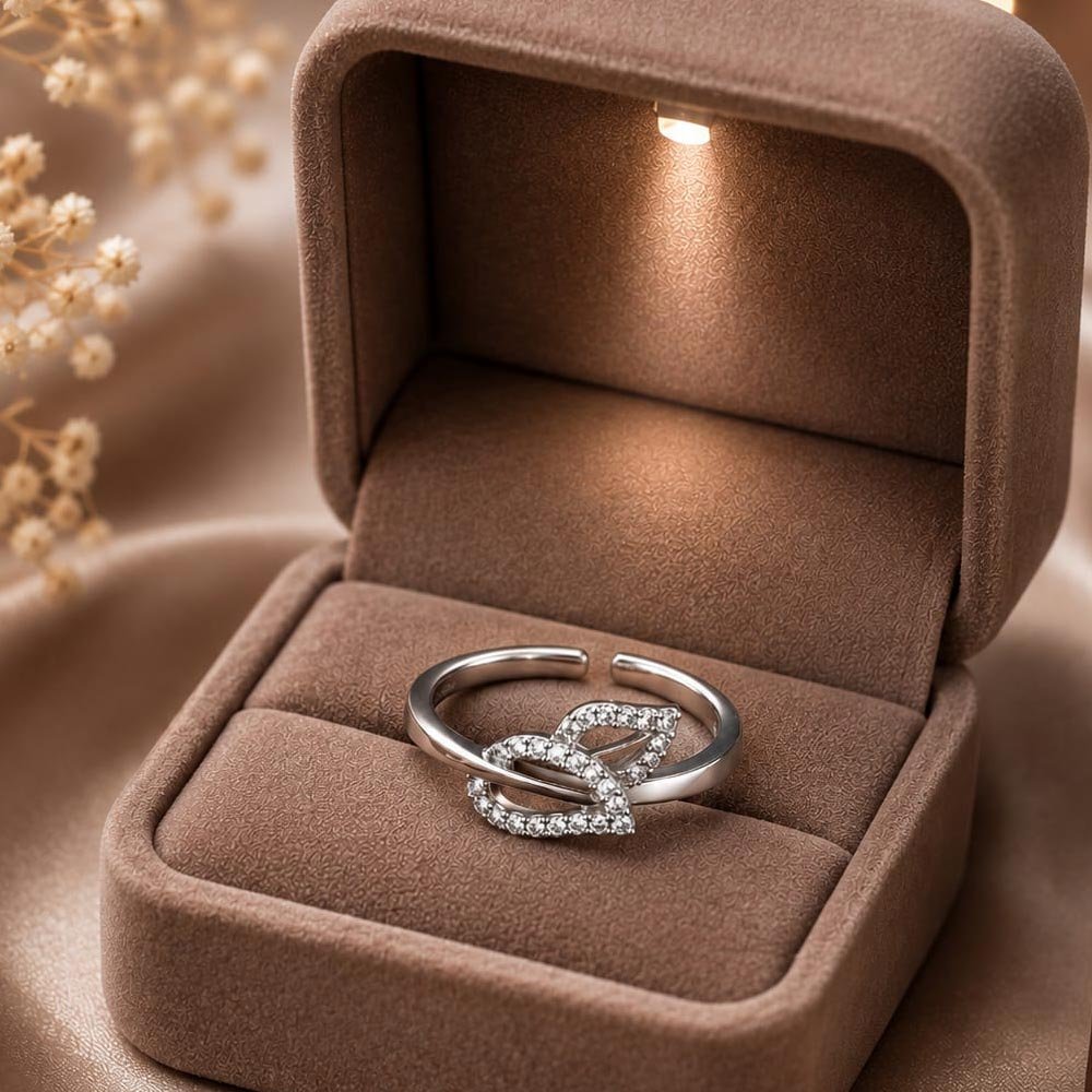 Silver Plated Double Leaf Ring for Women and Girls (Art No.376) - Image 3