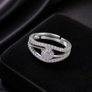 Silver Plated Floral Adjustable Ring for Women and Girls (Art No.378)