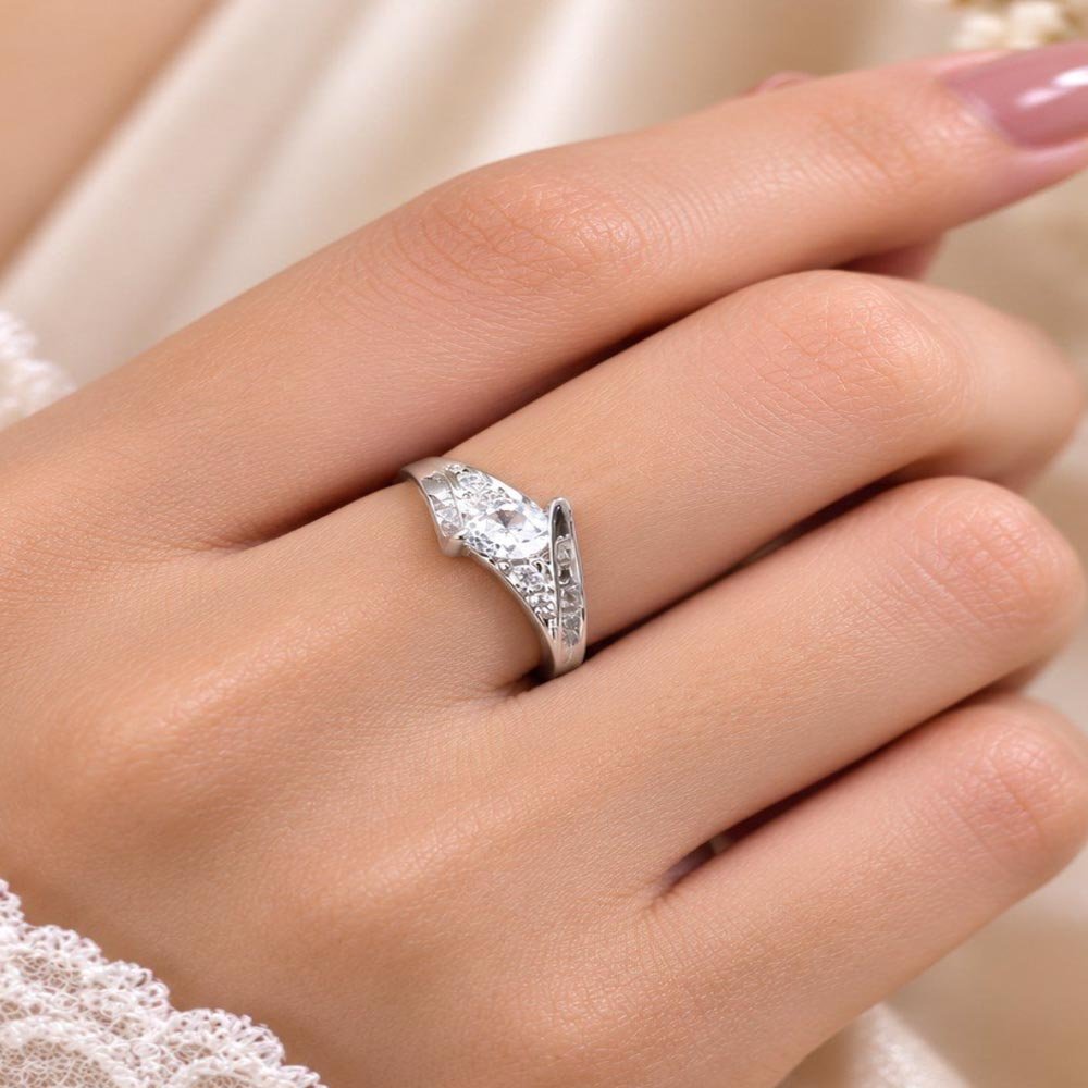 Silver Plated Crystal Stone Open Ring (Art No. 293) - Image 2