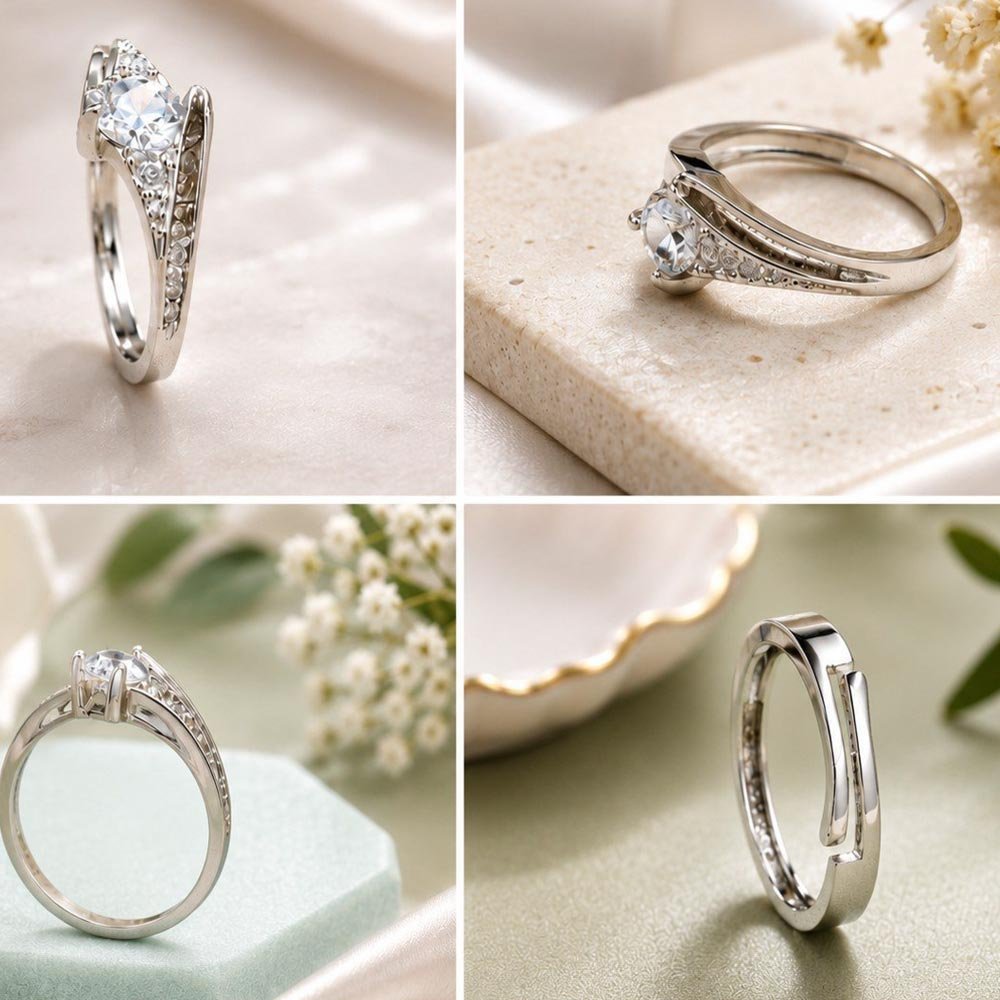 Silver Plated Crystal Stone Open Ring (Art No. 293) - Image 3
