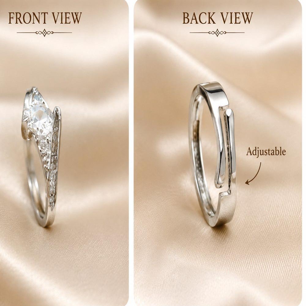 Silver Plated Crystal Stone Open Ring (Art No. 293) - Image 4