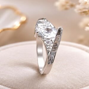Silver Plated Crystal Stone Open Ring (Art No. 293)