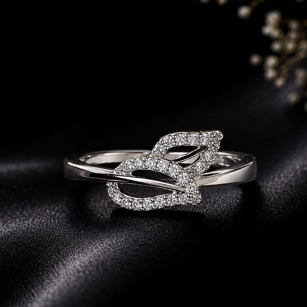 Silver Plated Double Leaf Ring for Women and Girls (Art No.376)