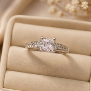 Silver Plated Square Stone Ring (Art No. 337)