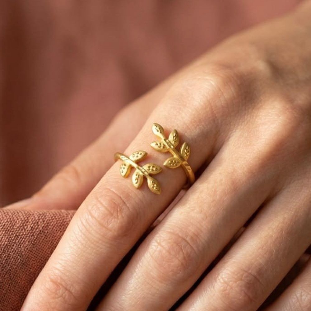 Gold Plated Leaf Design Adjustable Finger Ring (Art No.311)