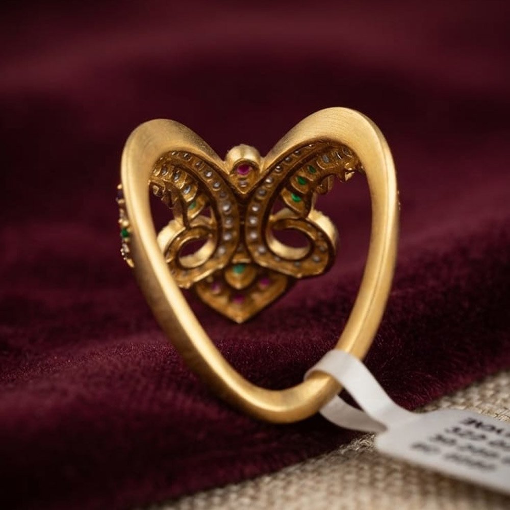 Gold Plated Butterfly Stone Adjustable Ring (Art No.286) - Image 3