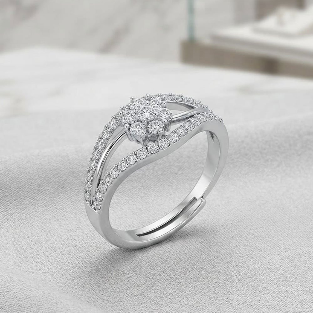 Silver Plated Floral Adjustable Ring for Women and Girls (Art No.378) - Image 2