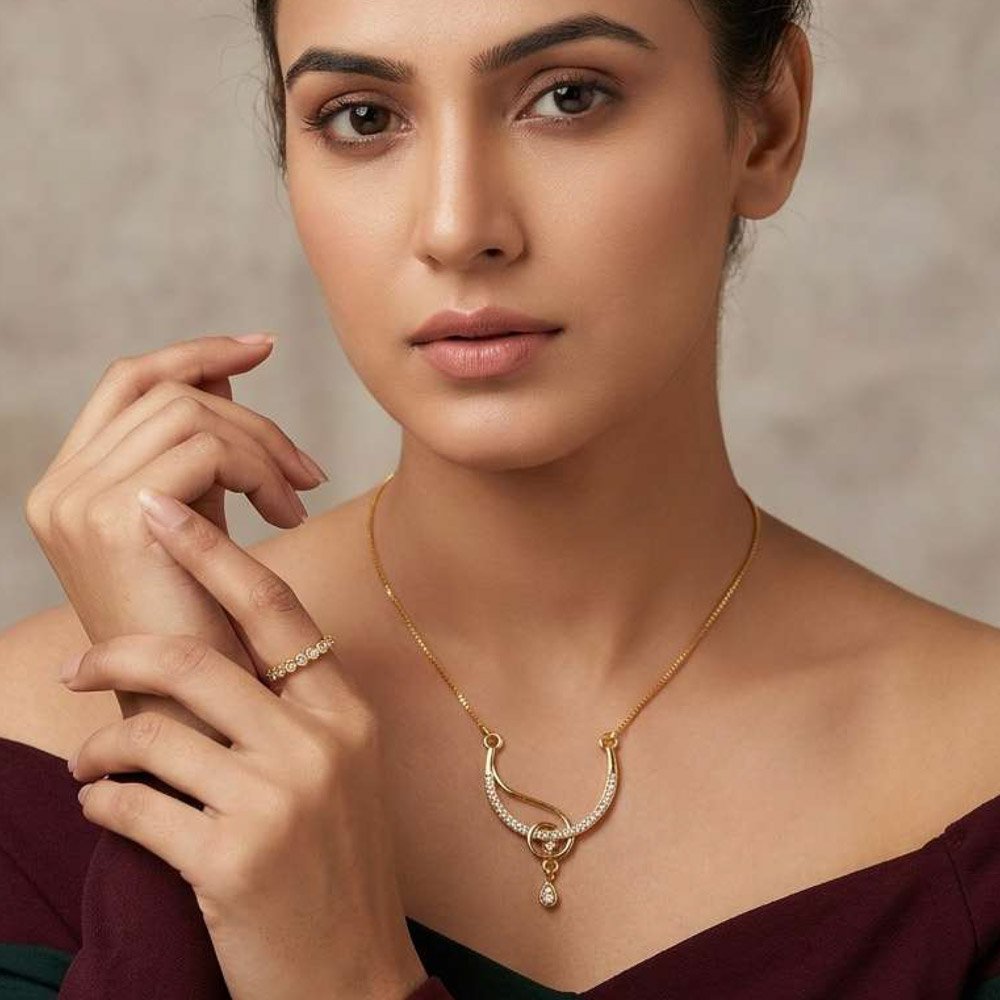 Traditional Gold Plated AD Necklace With Ring (Art No.257)