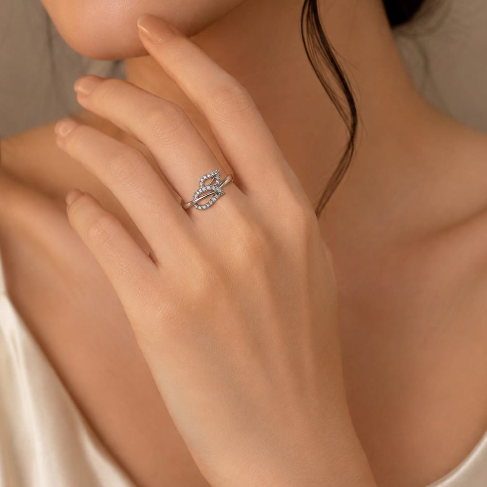 Silver Plated Double Leaf Ring for Women and Girls (Art No.376) - Image 2