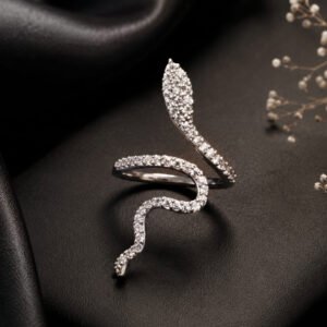 Silver-Tone Crystal Snake Wrap Ring (Art No. 325)