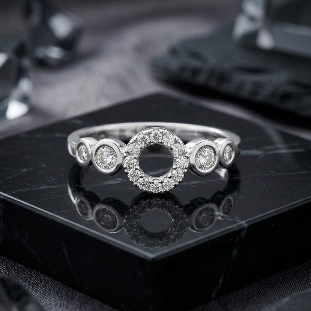 Silver Plated Circular CZ Ring (Art No.338)