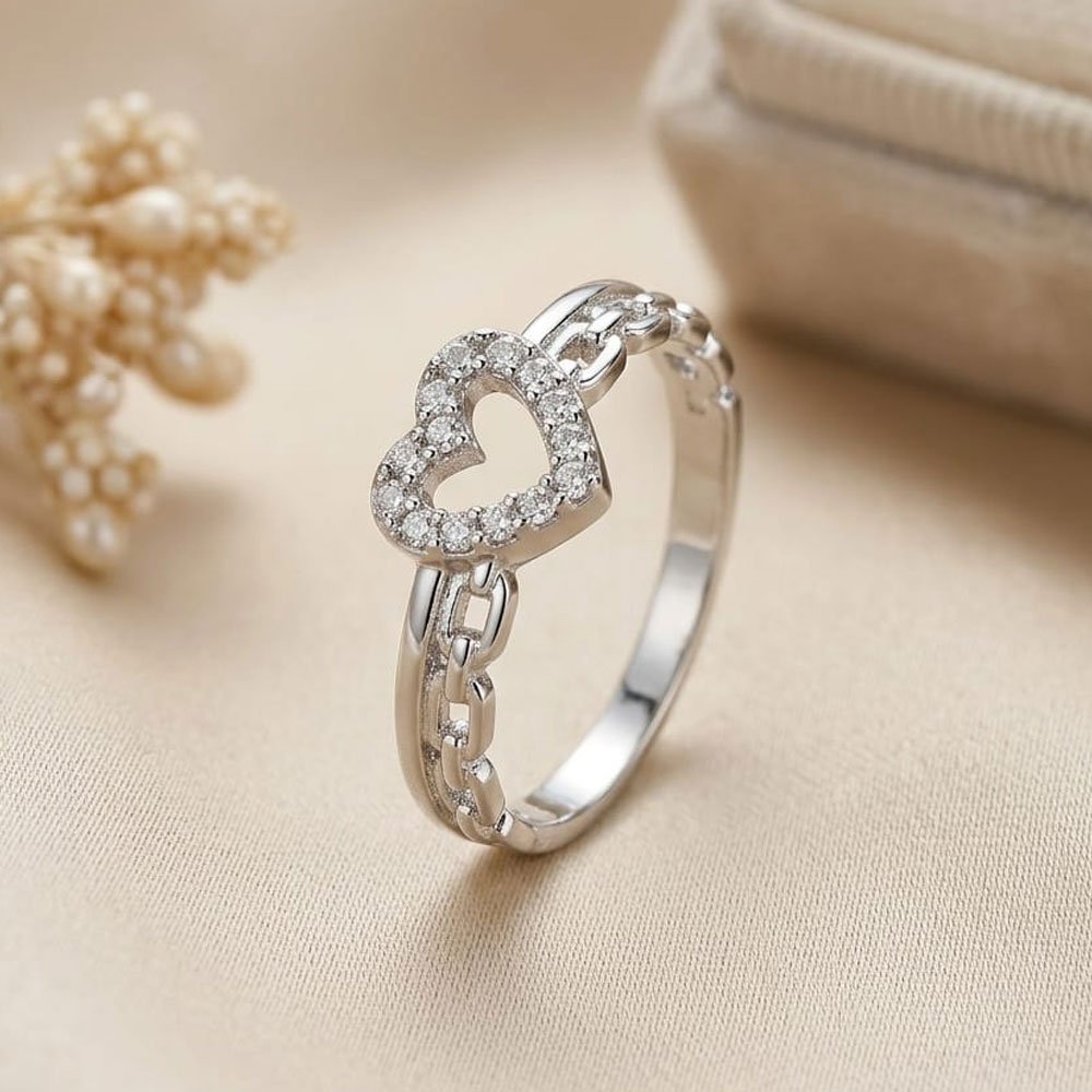 Silver-Plated Heart Shape Stone Ring (Art No. 324) - Image 3
